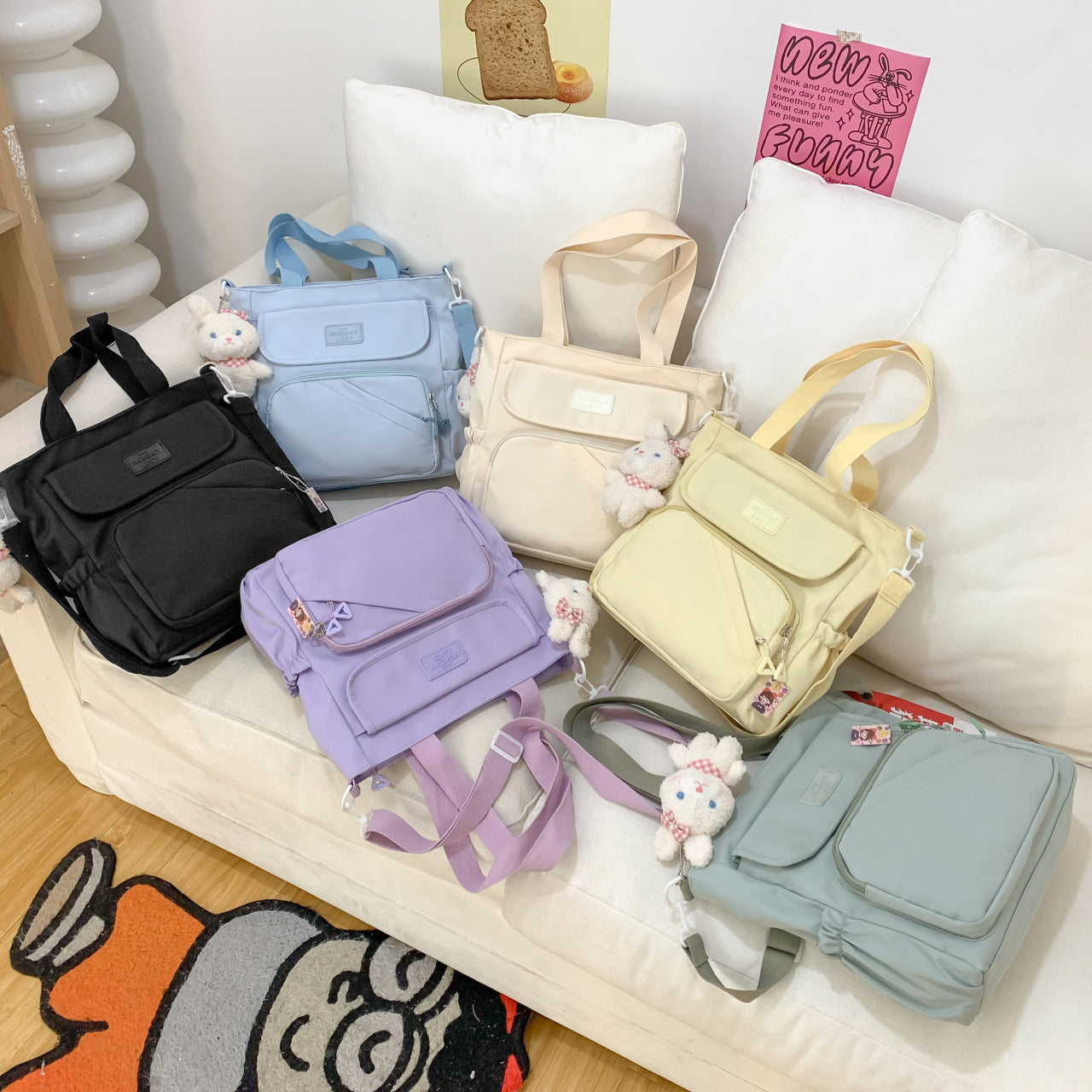 Simple Versatile Large Capacity Portable Cute Tuition Shoulder Bags