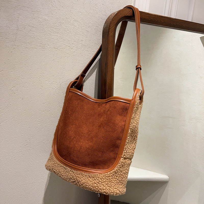 Women's Big Plush Large Capacity Lamb Wool Shoulder Bags