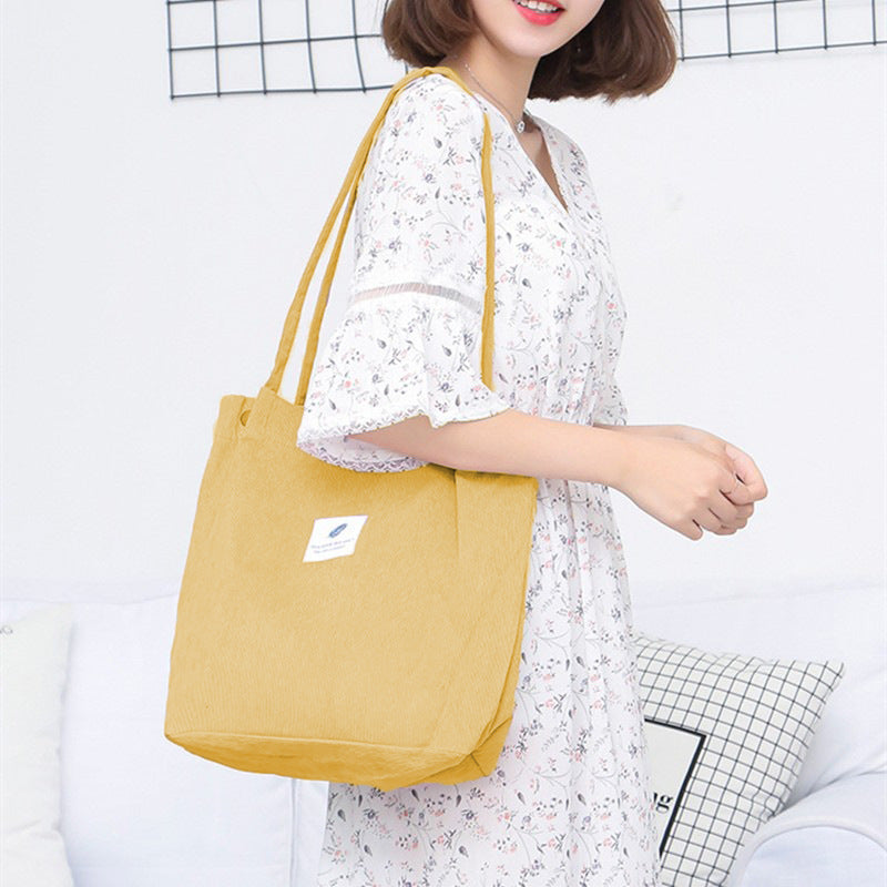 Women's Large Capacity Totes Shopping Canvas Corduroy Shoulder Bags