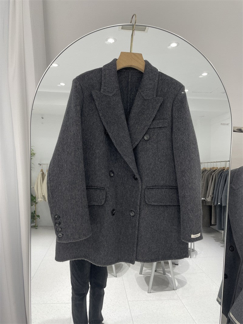 Women's Double Breasted Wool Cashmere Woolen Design Coats