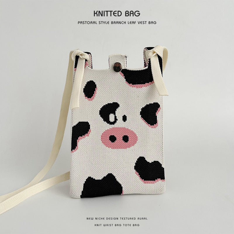 Women's Charming Mobile Detachable Strap Knitted Phone Bags