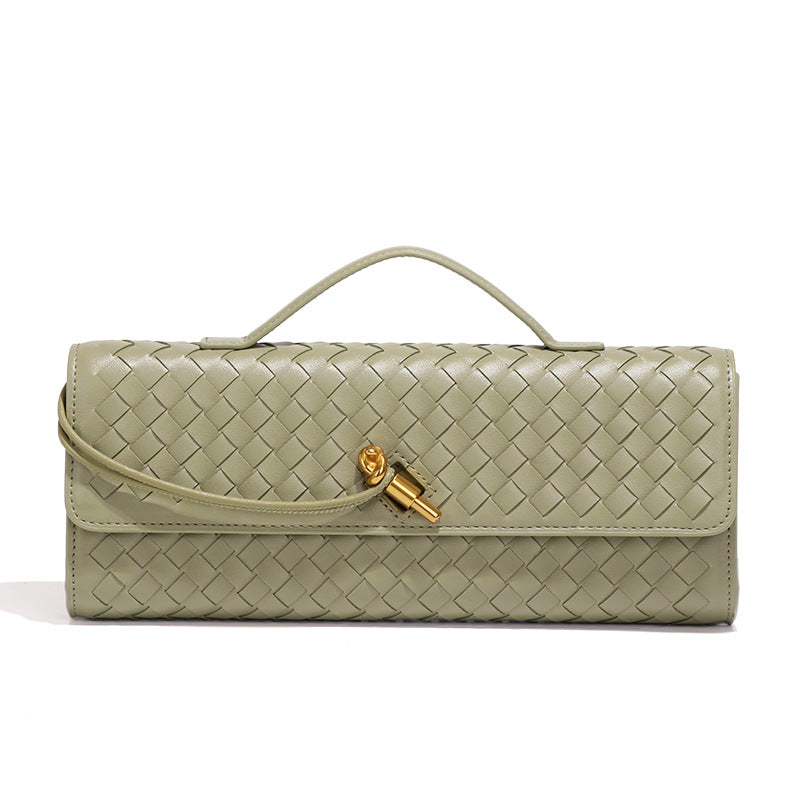 Trendy Woven Soft Leather Dinner Baguette Crossbody Bags