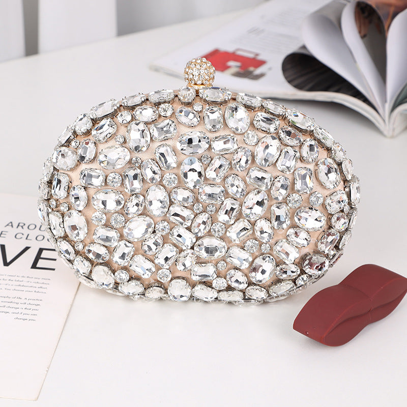 Women's Embroidered Clutch Glass Stone Goose Egg-shaped Bags