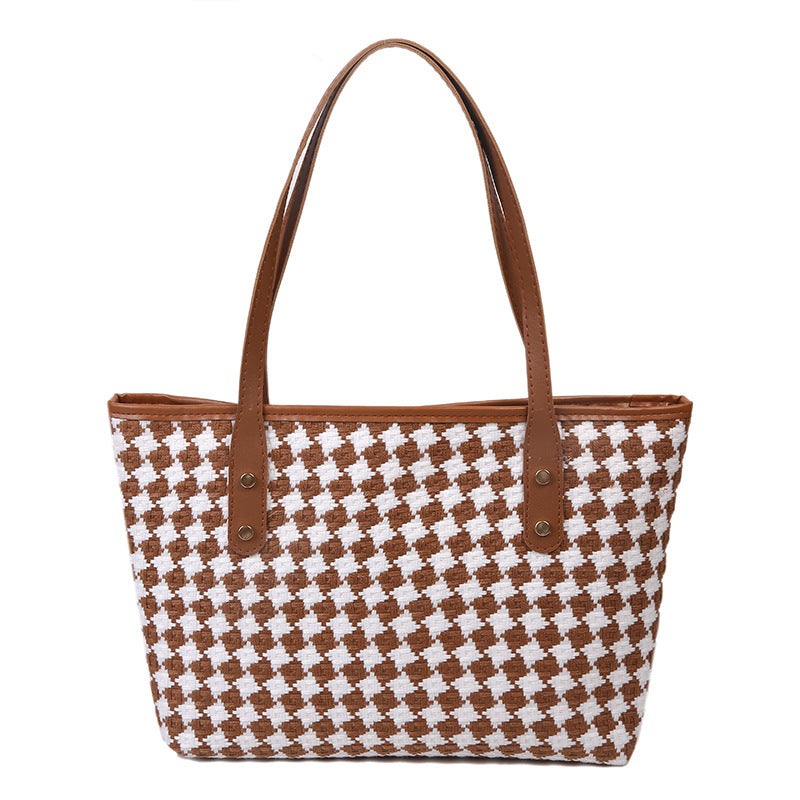 Simple Commute Big Fashion Check Pattern Shoulder Bags