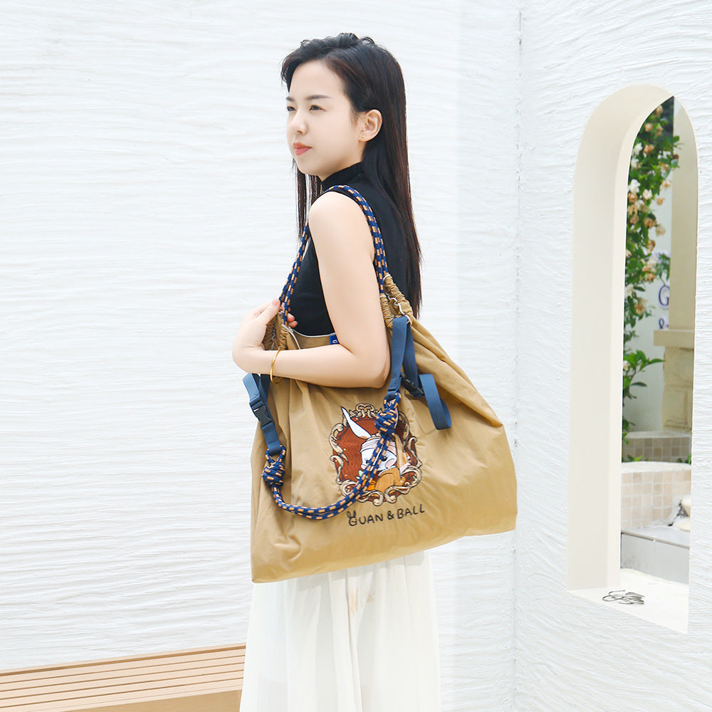 Women's Style Embroidery Black Constellation Hard Canvas Shoulder Bags