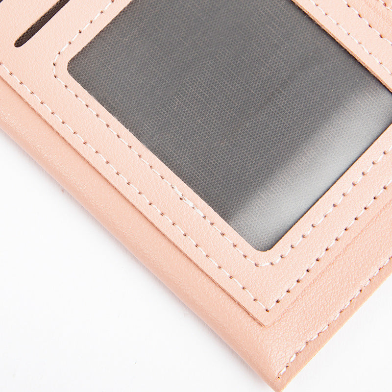 Women's Zipper Leather Stitching Contrast Color Fresh Ladies Wallets