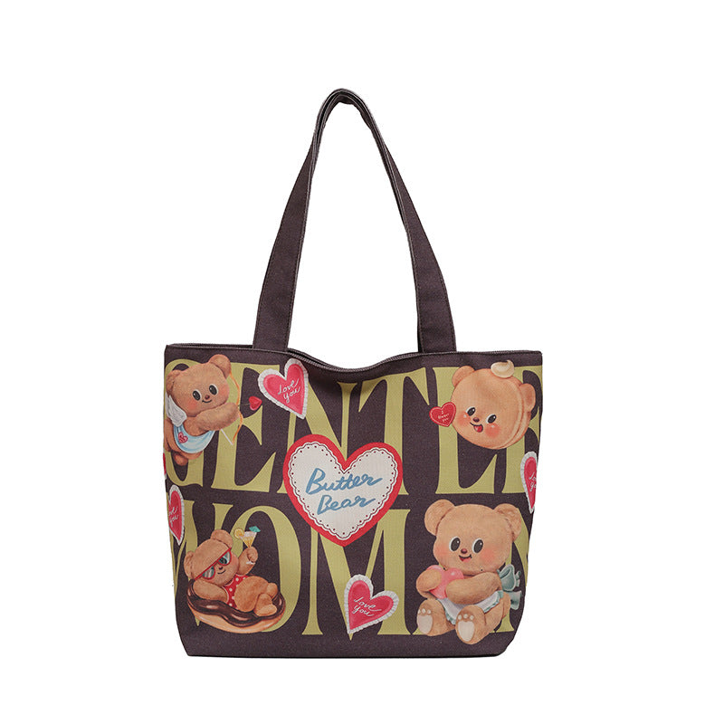 Thailand Niche Canvas Cute Bear Large Bags