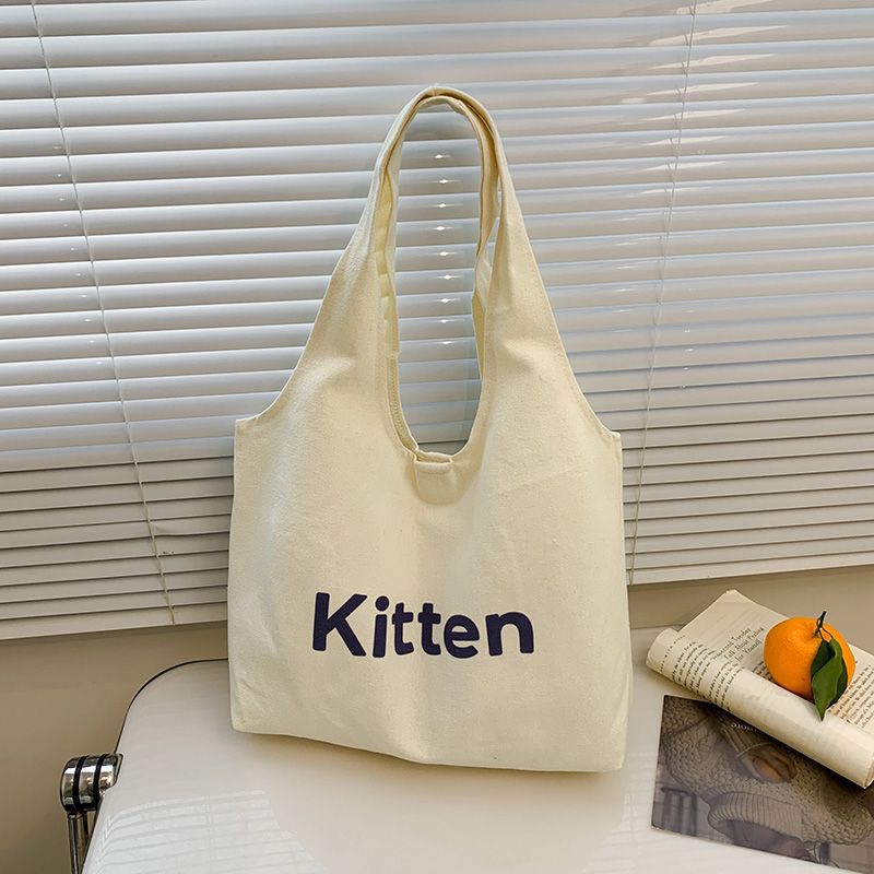 Women's Letter Canvas Korean Fashion Portable Large Bags