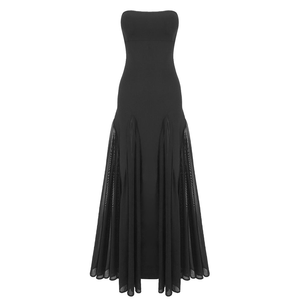 Style Temperament Sexy Slim Tube Bandage Mesh Dresses