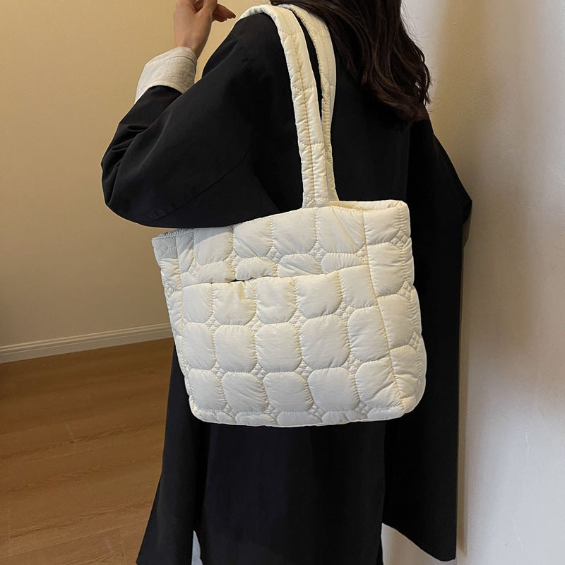 Women's Commuter Down Jacket Portable Cotton Embroidery Tote Bags