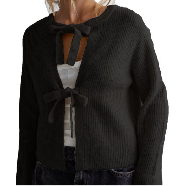 Women's Classy Pure Color Tied Loose Sweaters