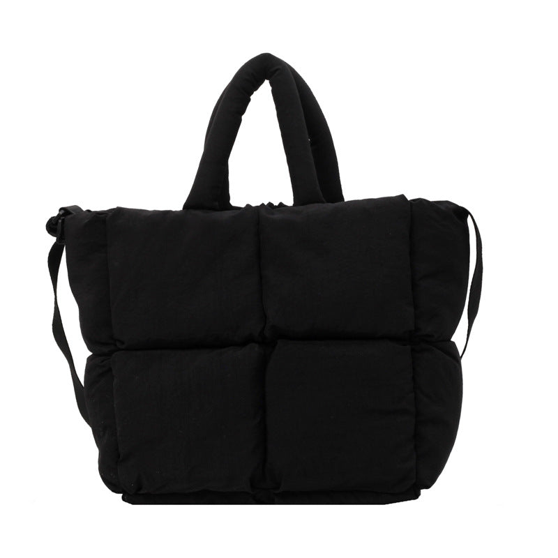 Women's Diamond Fashionable Soft Cotton Filling Pillow Shoulder Bags