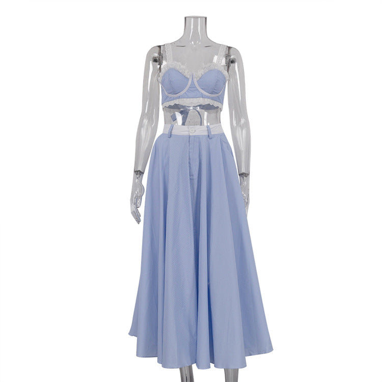 Women's Fashion Lace Splicing Sling Hot High Clothing