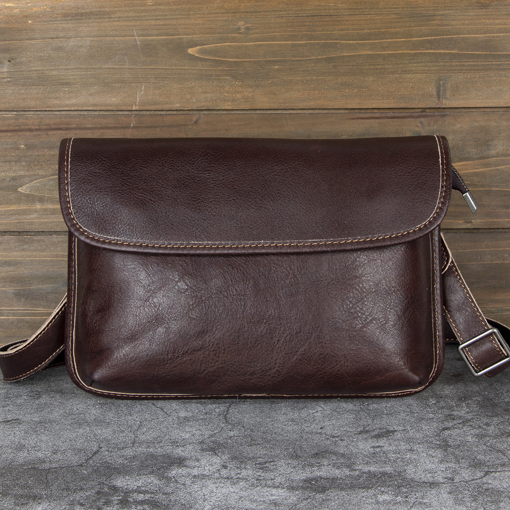 Men's Layer Cowhide Fashion Genuine Leather Trendy Men's Messenger Bags