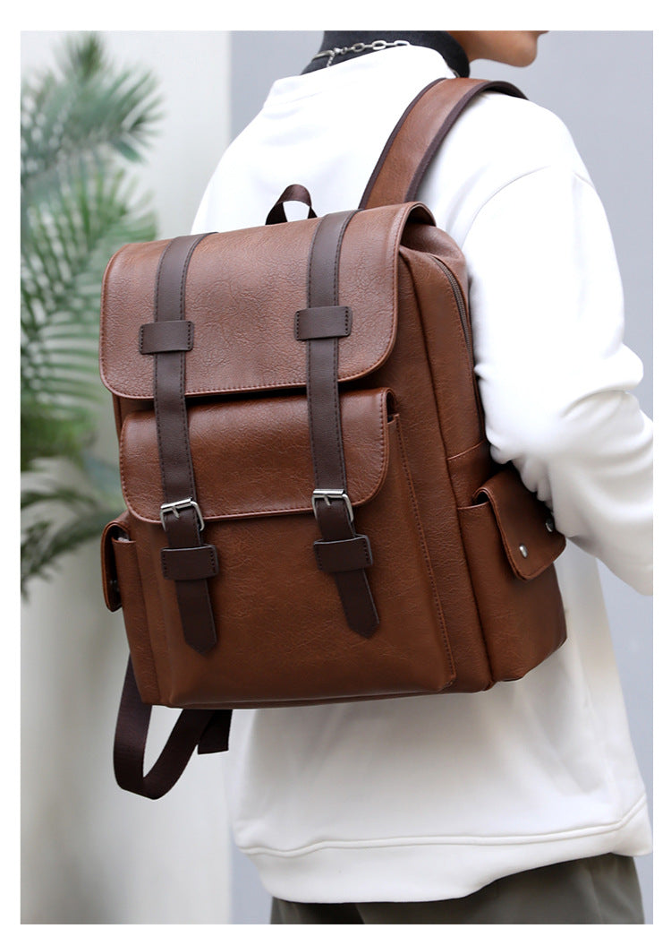Men's Large Capacity Retro Multifunctional Computer Soft Backpacks