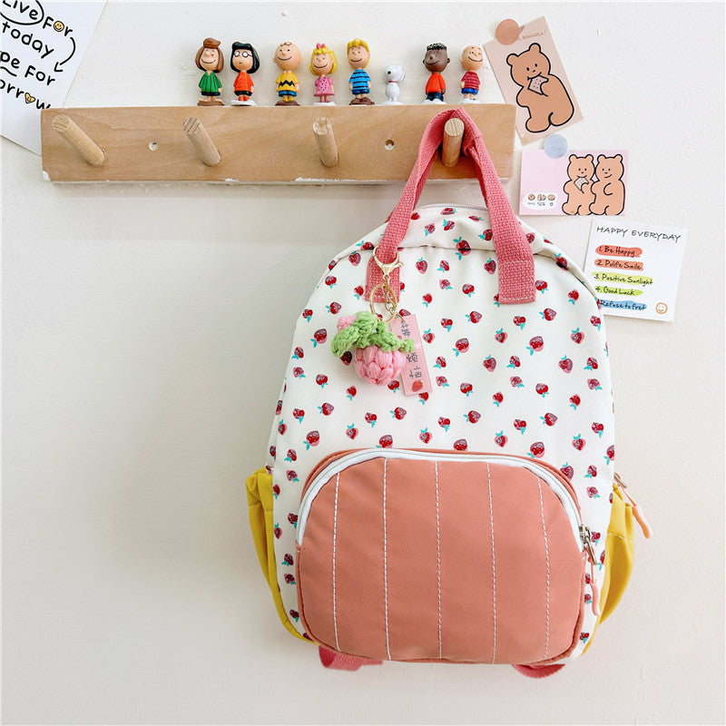 Children's Trendy Canvas Strawberry Cute Leisure Kindergarten School Bags