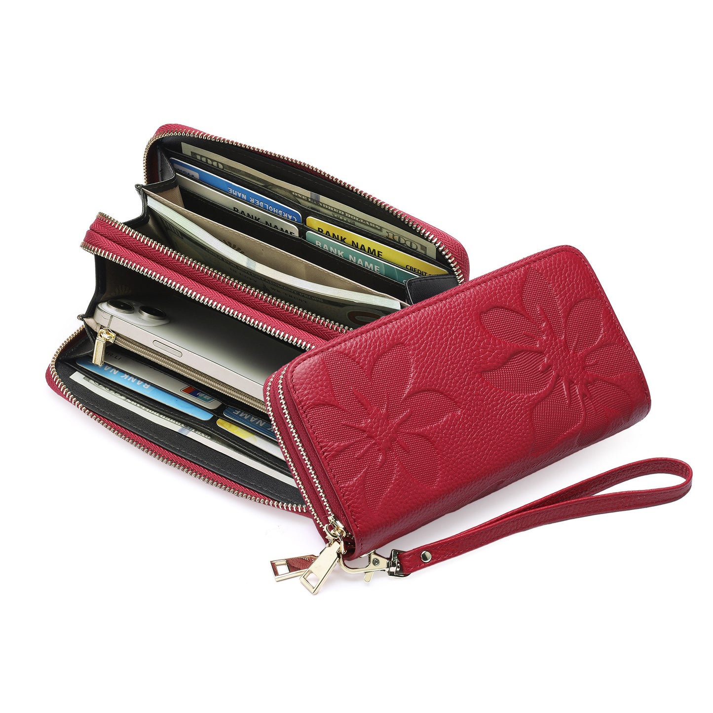 Women's Leather Large Capacity Long Top Layer Ladies Wallets