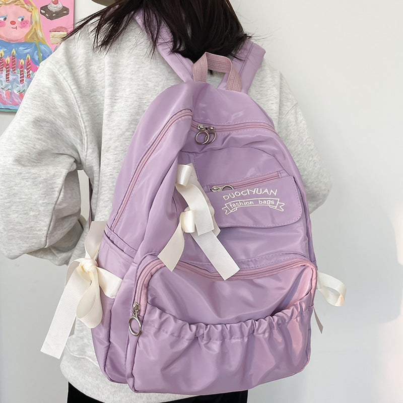 College Style Cute Contrast Color Bow Backpacks
