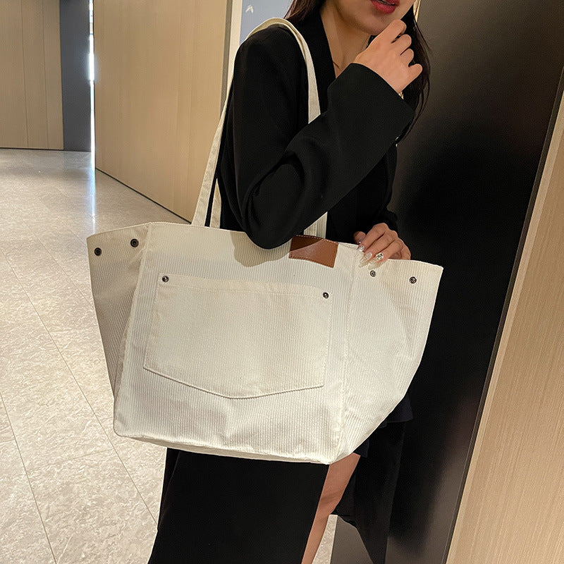 Women's Large Capacity Corduroy Retro Shopping Canvas Crossbody Bags