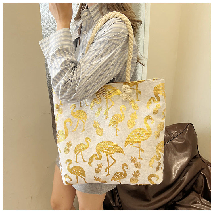 Women's Linen Hot Printed Pattern Large Capacity Shoulder Bags