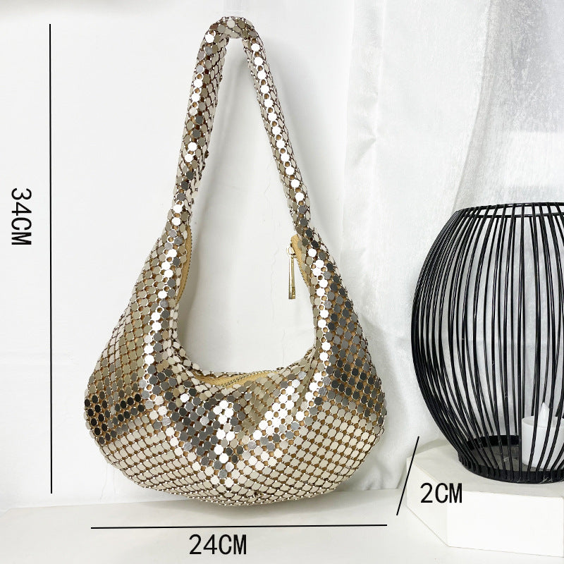Mesh Underarm High-grade Metal Sier Sheet Evening Bags