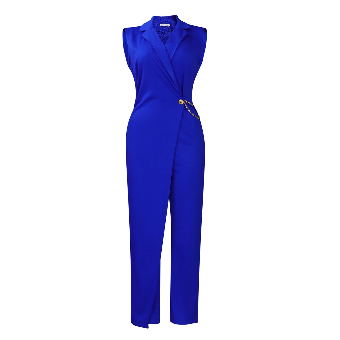 Women's Collar Tight Waist Chain Loose Wide Women's Jumpsuit/clothing