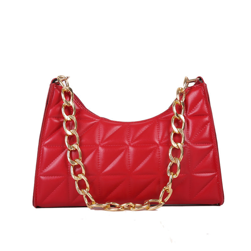 Women's Fashionable Korean Rhombus Underarm Texture Chain Crossbody Bags