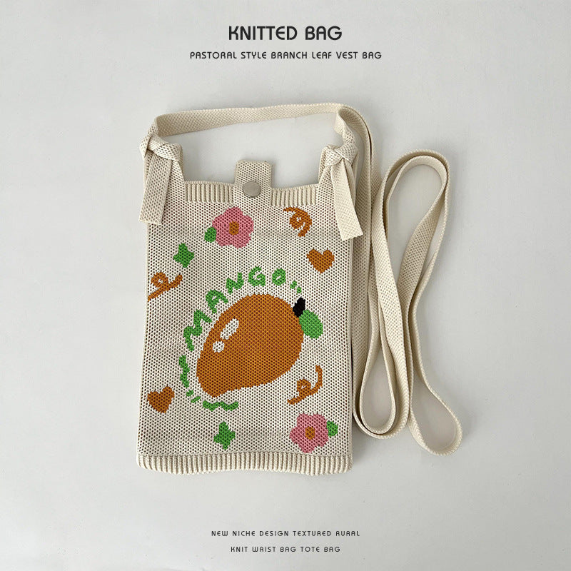 Fashion Cartoon Monster Knitted Portable Adjustable Phone Bags