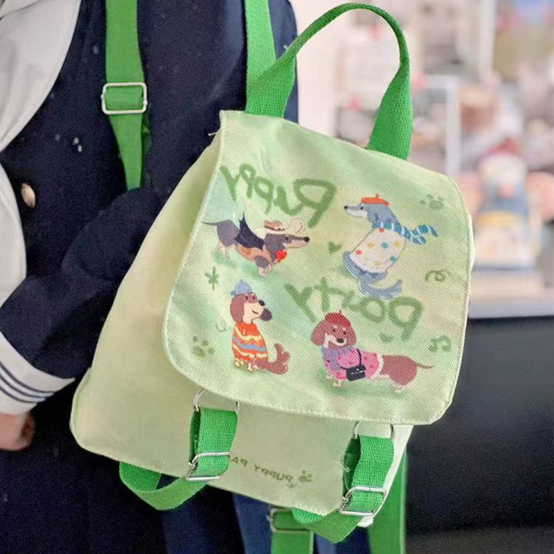 Puppy Party Cute Lightweight Fresh Canvas Backpacks