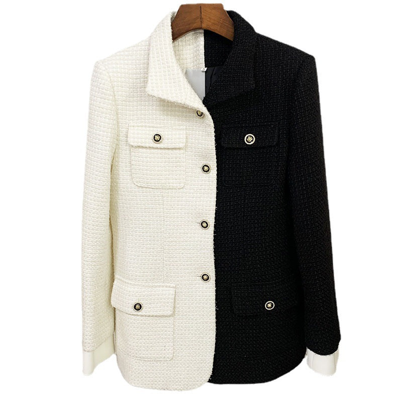 Fabric Chic Cool Contrast Color Woolen Small Suit
