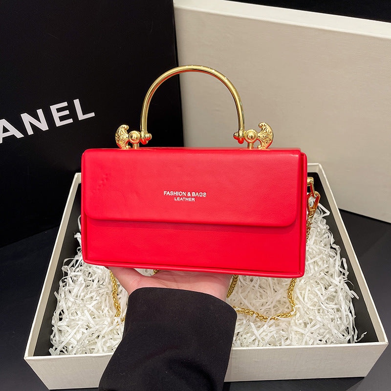 Women's Summer Texture Chain Fashion Box Personality Shoulder Bags