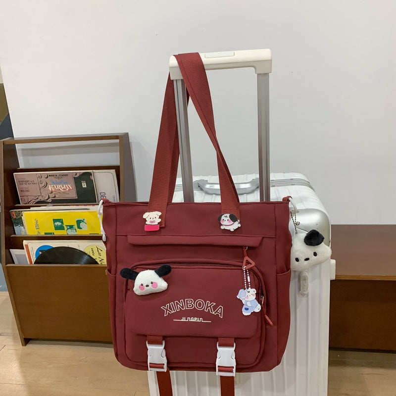 Women's Fashion Solid Color Wide Strap Portable Backpacks