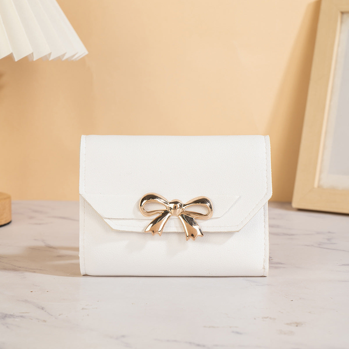 Women's Bow Short Three-fold Button Mini Cheap Ladies Wallets