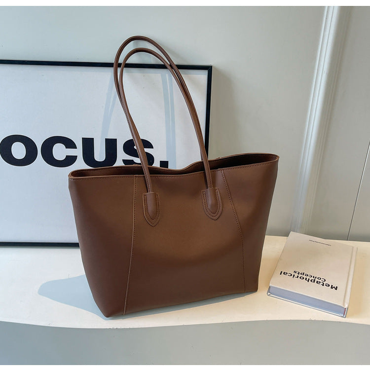 Women's Large Capacity Portable Underarm Fashion Simple Solid Color Big Shoulder Bags