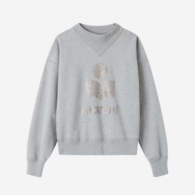 Women's Niche Classic Glitter Print Half Turtleneck Cotton Sweaters