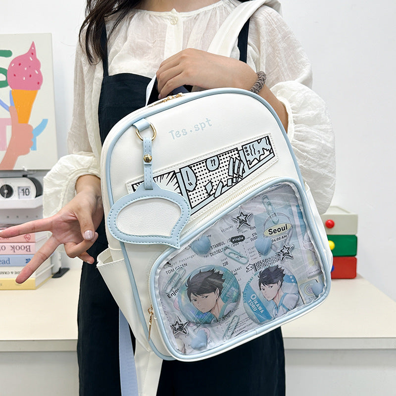 Comfortable Cartoon Portable Millet Display Transparent Backpacks