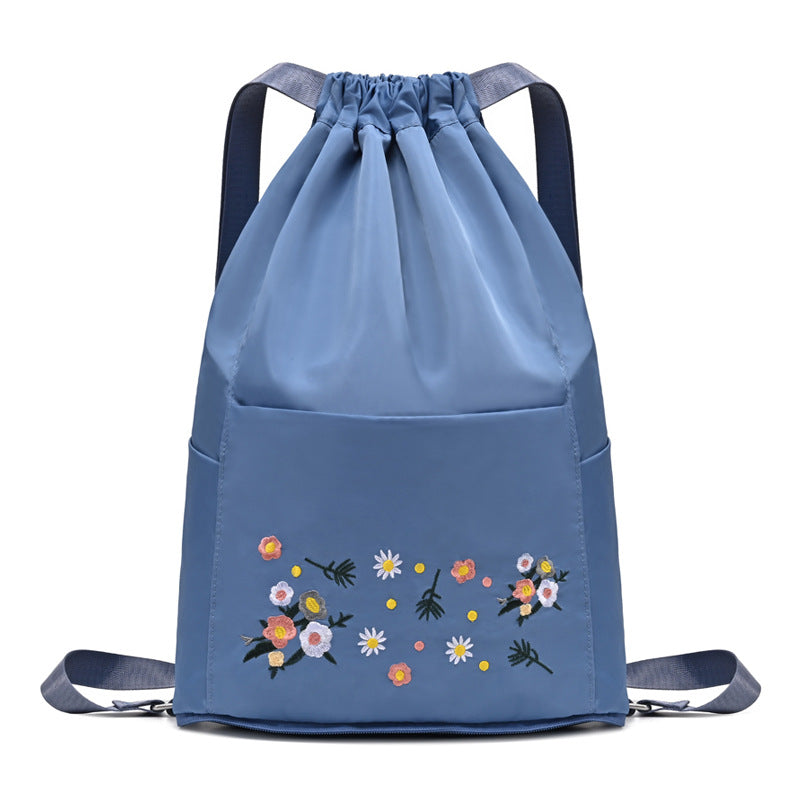 Women's Large Capacity Embroidered Folding Short Distance Dry Wet Separation Backpacks