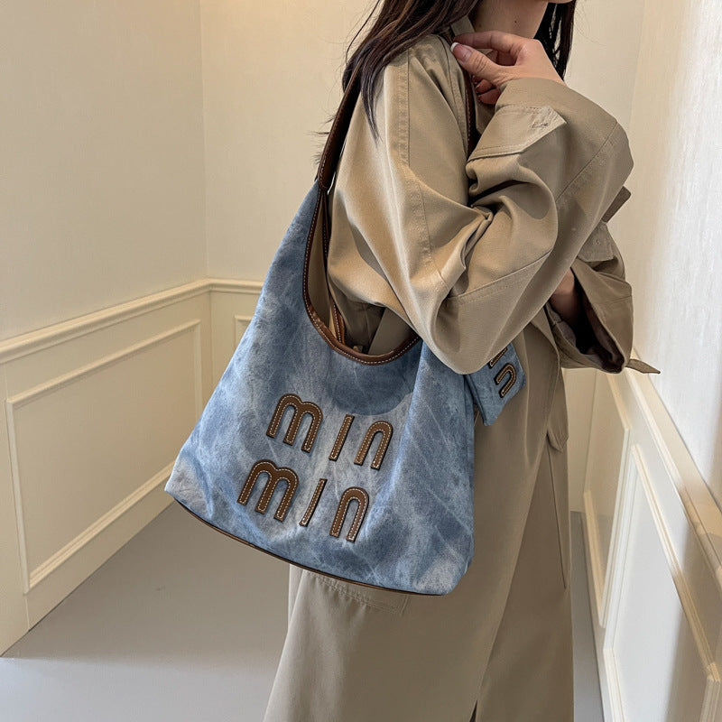 Women's Style Retro Denim Underarm Autumn Fashion Simple Shoulder Bags
