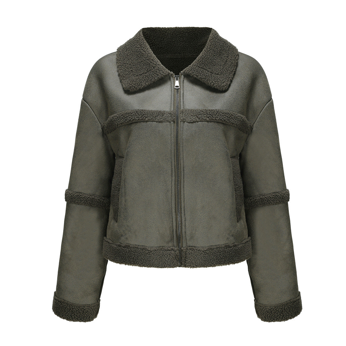 Women's Suede Fashionable Warm Fleece Leather Leisure Jackets