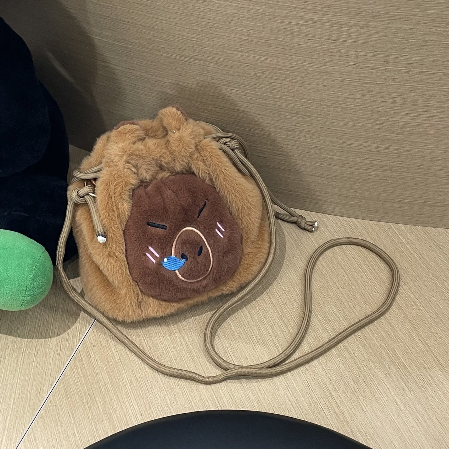 Good-looking Plush Cartoon Drawstring Cute Capybara Stationery Storage Crossbody Bags