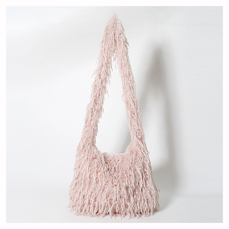 Women's Furry Tassel Plush Female Korean Style Shoulder Bags