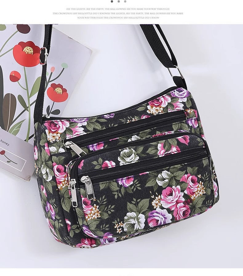 Women's Canvas Printing Mother Large Capacity Leisure Crossbody Bags