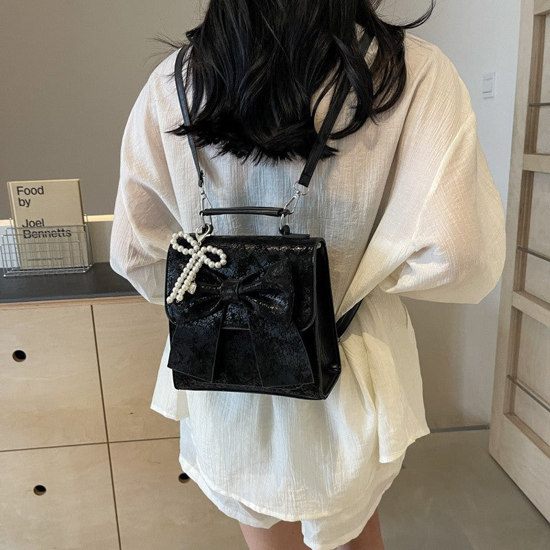 Niche Bow Design Pearl Ornaments Fashion Backpacks