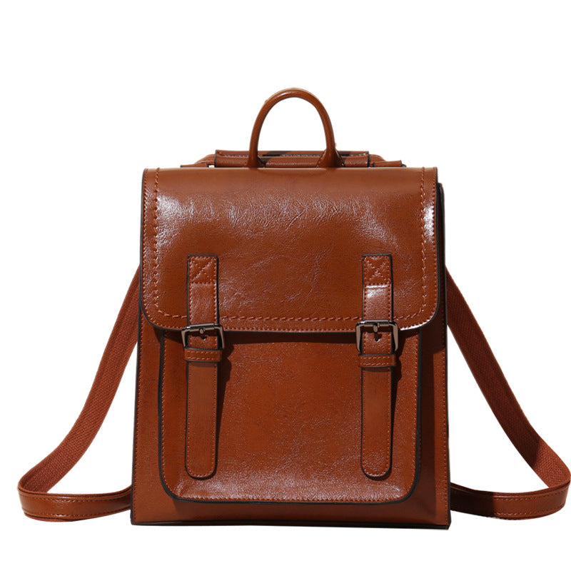 Women's Genuine Leather Fashion Oil Wax Cowhide Backpacks