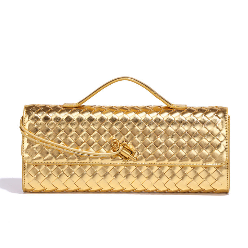 Women's Woven Baguette Fashionable Exquisite Horizontal Hand Handbags