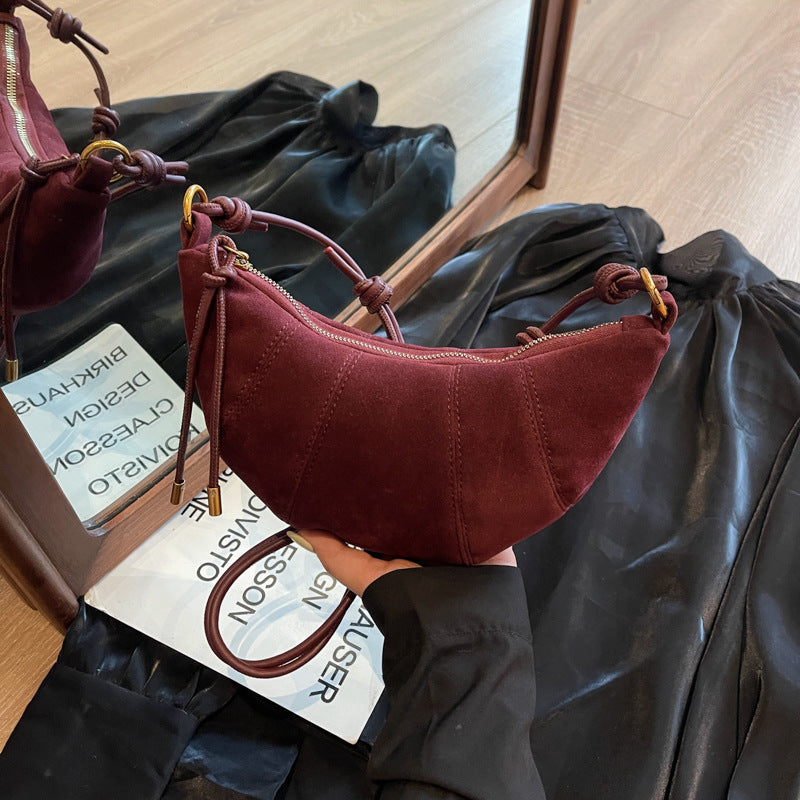 Women's Retro Frosted Fashion Niche Popular Croissant Armpit Bags