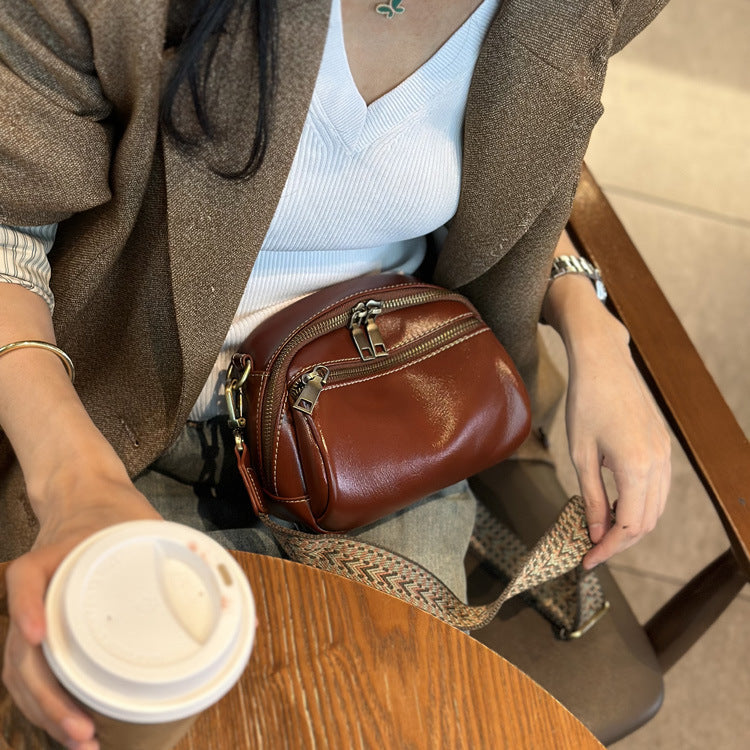 First Layer Cowhide Advanced Texture Minority Crossbody Bags