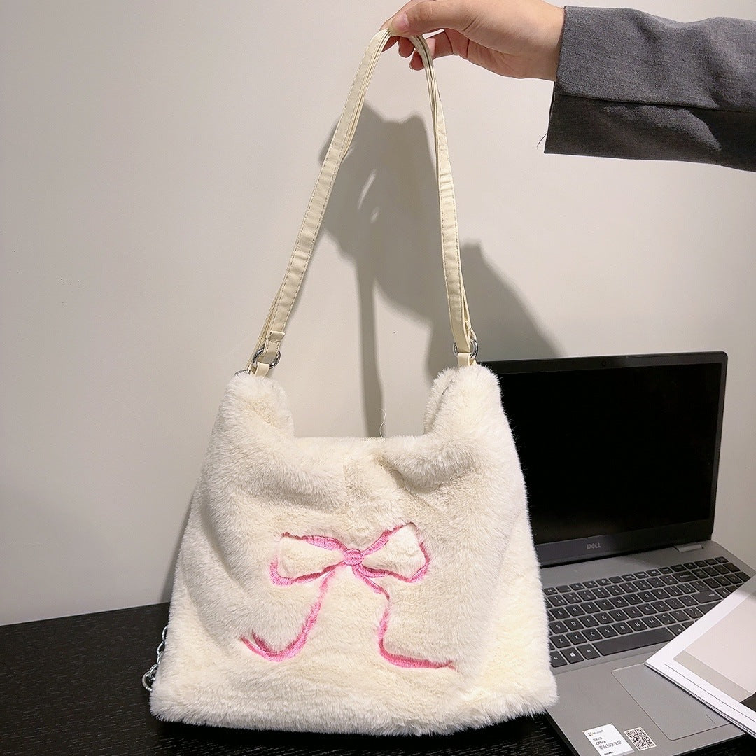 Women's Furry Large Capacity Totes Fashion Underarm Arm Bags