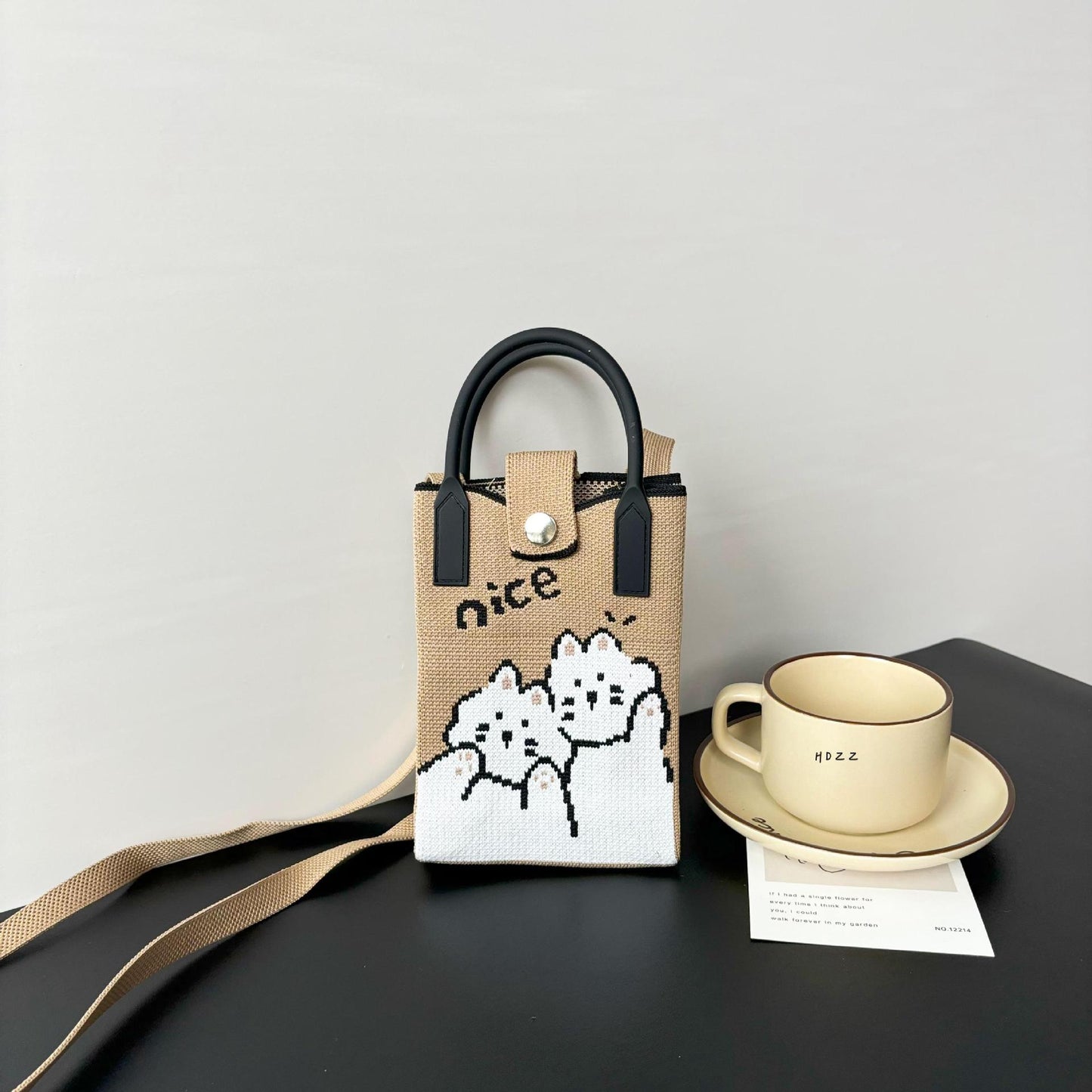 High Sense Mobile Cartoon Knitted Dopamine Bags