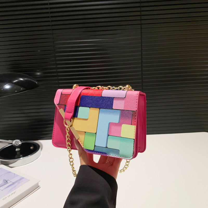 Women's Fashion Color Contrast Fresh Western Style Crossbody Bags